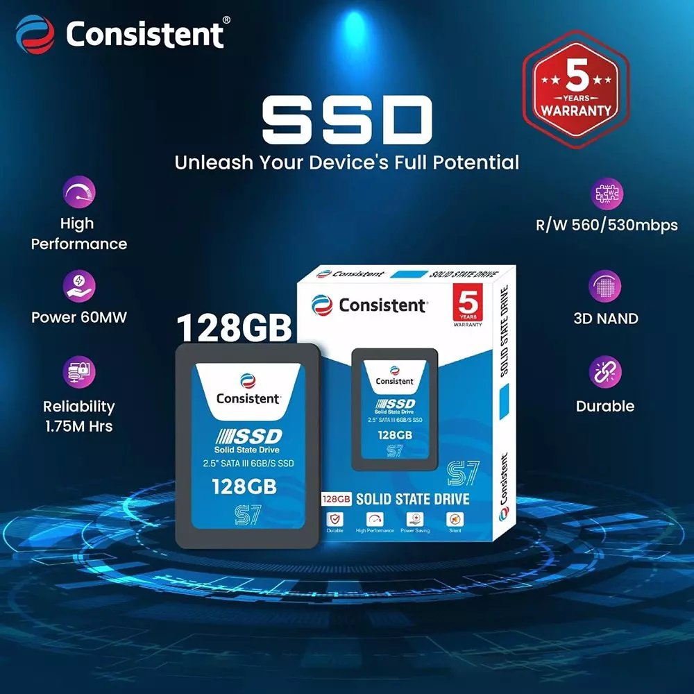 Consistent Internal SSD 2.5-inch 128 GB with SATA III 6.0 Gbps Interface