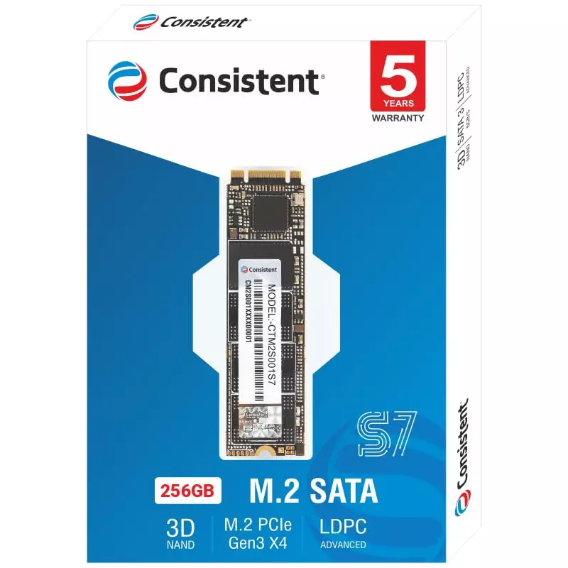 Consistent Internal SSD M.2 (2280) 256 GB with PCIe Gen 3.0 x4 NVMe Interface