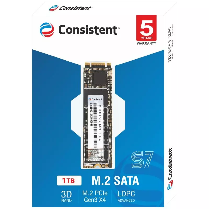 Consistent Internal SSD M.2 (2280) 1 TB with PCIe Gen 3.0 x4 NVMe Interface, ‎CTM2S001S6