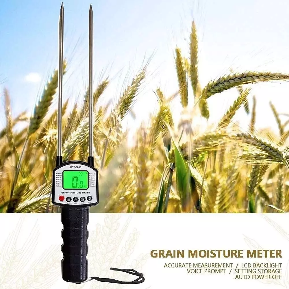 KERRO Grain Moisture Meter Pin Type with LCD Display, 300 mm Measurement Depth and 5-50% Range, KMG-2108