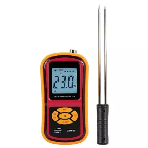 KERRO Grain Moisture Meter Pin Type with LCD Display, 10 mm Measurement Depth and 5-30% Range, GM640
