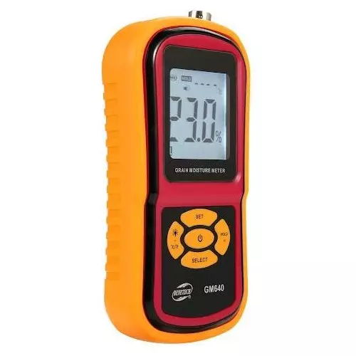 KERRO Grain Moisture Meter Pin Type with LCD Display, 10 mm Measurement Depth and 5-30% Range, GM640