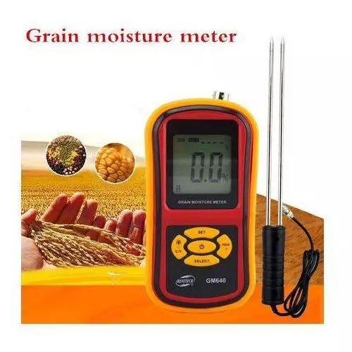 KERRO Grain Moisture Meter Pin Type with LCD Display, 10 mm Measurement Depth and 5-30% Range, GM640