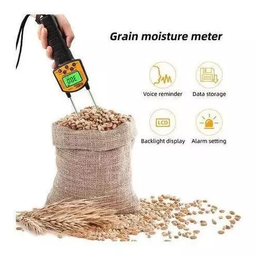 KERRO Grain Moisture Meter Pin Type with LCD Display and 300 mm Measurement Depth, AR-991