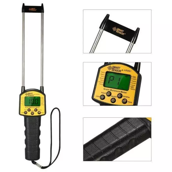 KERRO Grain Moisture Meter Pin Type with LCD Display and 300 mm Measurement Depth, AR-991