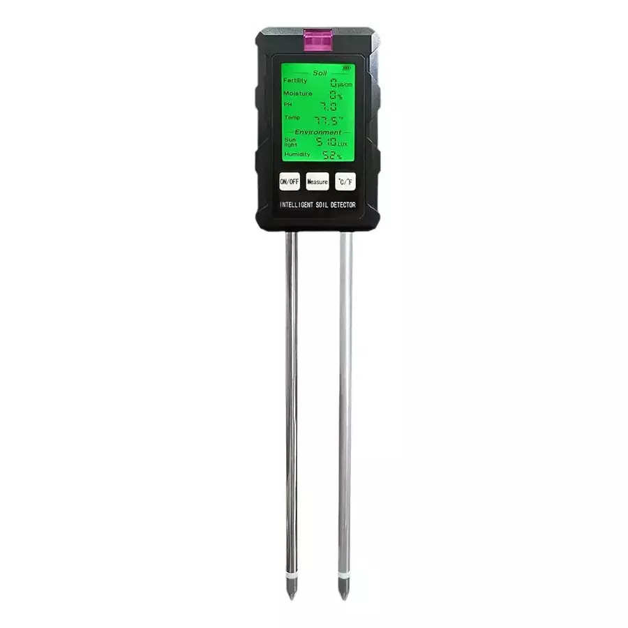KERRO By MxRady 6-in-1 Soil Tester Battery Powered Large LCD with Green Backlight, Black