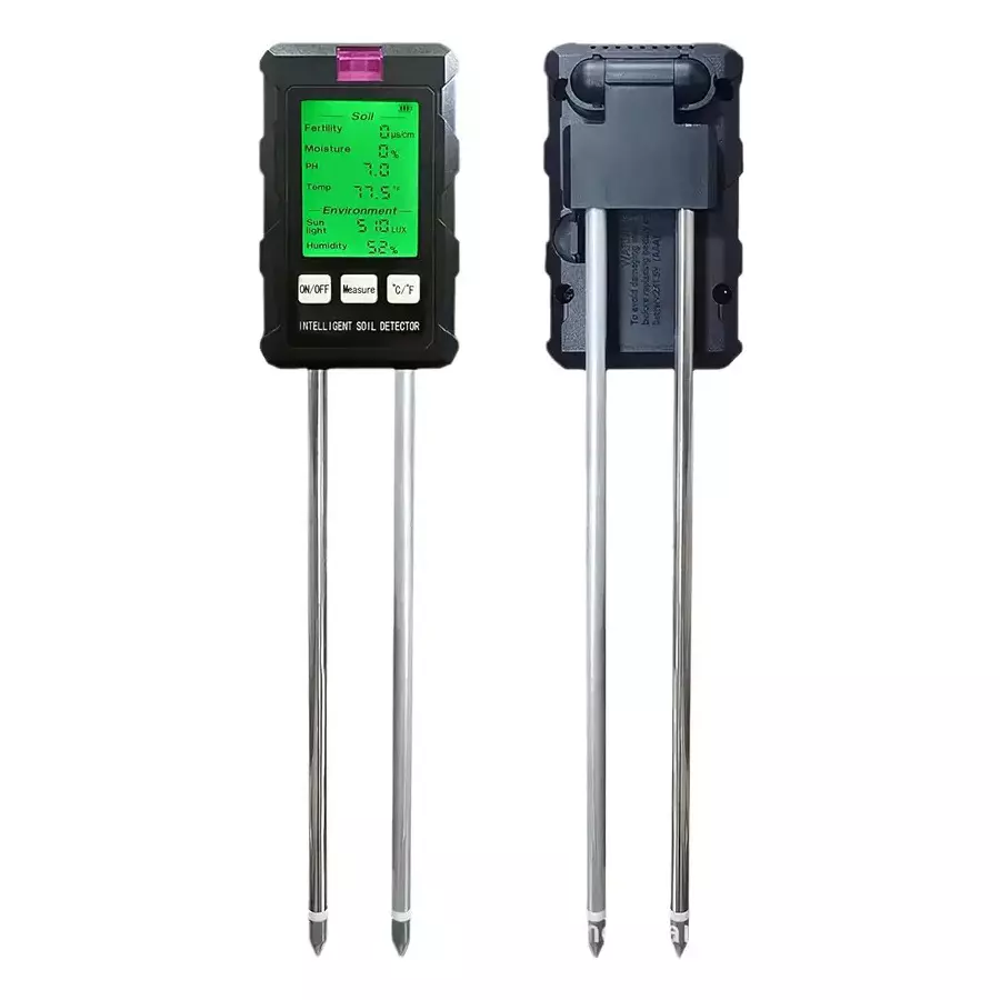 KERRO By MxRady 6-in-1 Soil Tester Battery Powered Large LCD with Green Backlight, Black