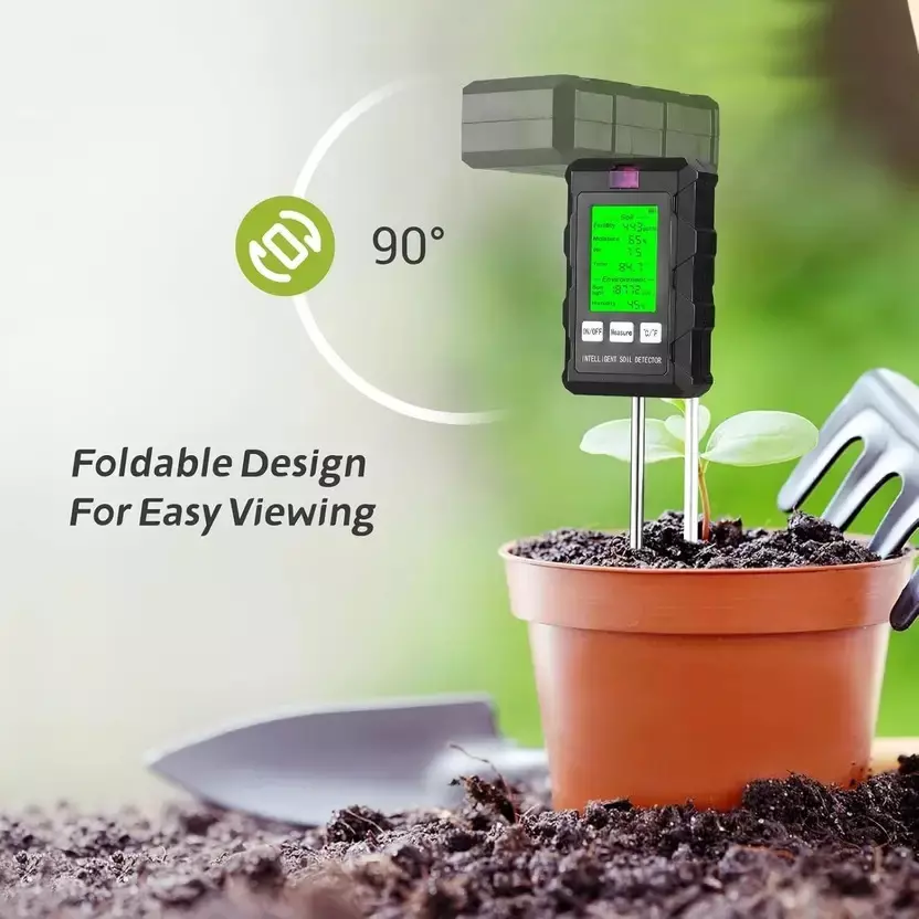 KERRO By MxRady 6-in-1 Soil Tester Battery Powered Large LCD with Green Backlight, Black