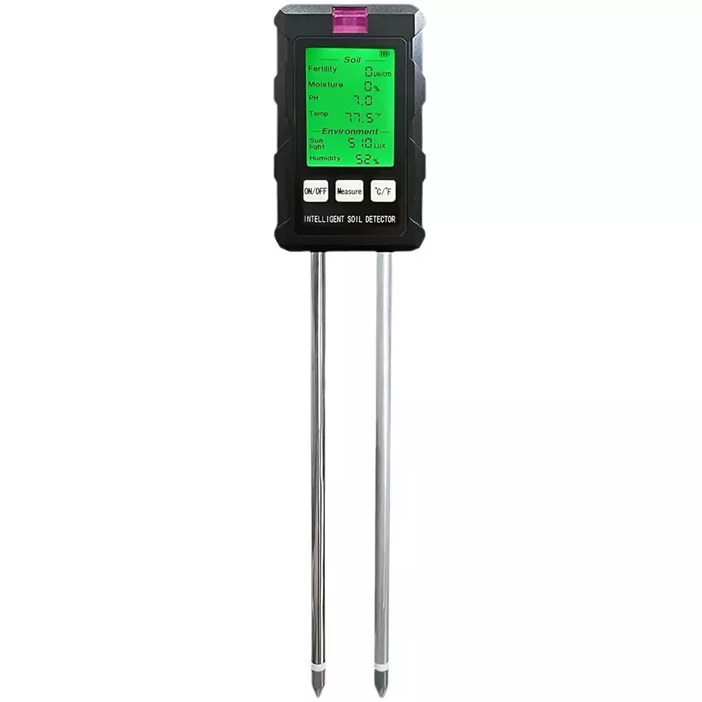 Kerro 6-in-1 Soil Tester without Battery 0-50℃ (32°F-122°F) Temperature Range 0-99% Humidity Backlit LCD for Garden, Lawn, Farm & Indoor Plants