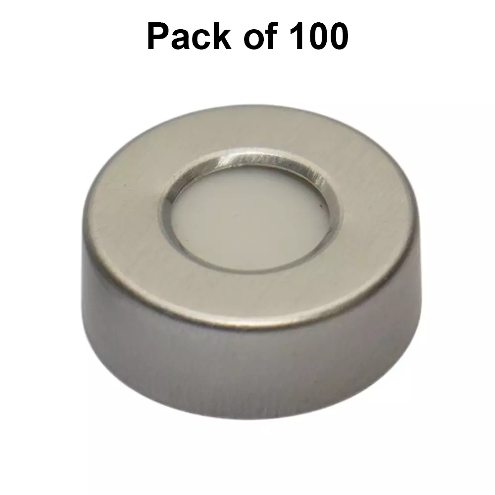 Bysafe Aluminium Crimp Cap Closure Size 20 mm With Natural PTFE/White Silicone Septa for GC Vials, FE-VLIE-NEUH (Pack of 100)