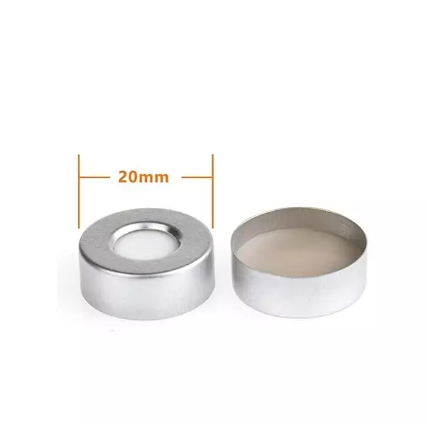 Bysafe Aluminium Crimp Cap Closure Size 20 mm With Natural PTFE/White Silicone Septa for GC Vials, FE-VLIE-NEUH (Pack of 100)