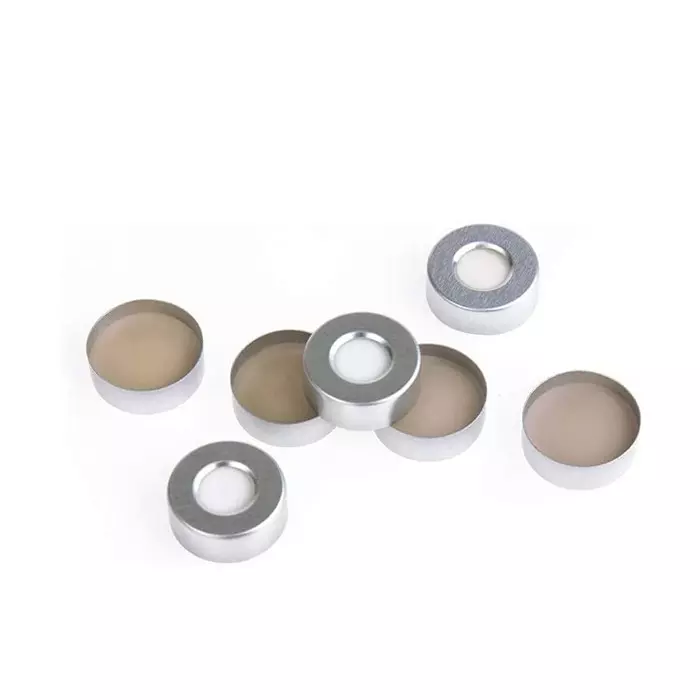 Bysafe Aluminium Crimp Cap Closure Size 20 mm With Natural PTFE/White Silicone Septa for GC Vials, FE-VLIE-NEUH (Pack of 100)