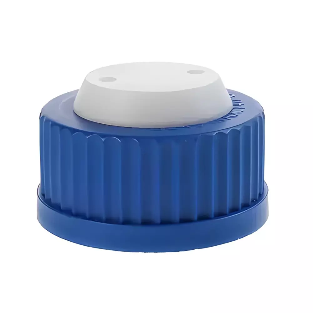 Bysafe GL45 HPLC Bottle Safety Cap 2 Ports for 1/8 inch (3.1 mm) OD Tubing, with Two 1/4 inch (6.35 mm) - 28 Thread Insert Holes for Glass Bottles, 9O-1ZOF-ZSIL