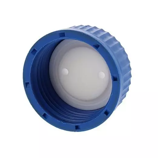 Bysafe GL45 HPLC Bottle Safety Cap 2 Ports for 1/8 inch (3.1 mm) OD Tubing, with Two 1/4 inch (6.35 mm) - 28 Thread Insert Holes for Glass Bottles, 9O-1ZOF-ZSIL