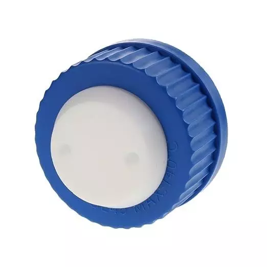 Bysafe GL45 HPLC Bottle Safety Cap 2 Ports for 1/8 inch (3.1 mm) OD Tubing, with Two 1/4 inch (6.35 mm) - 28 Thread Insert Holes for Glass Bottles, 9O-1ZOF-ZSIL