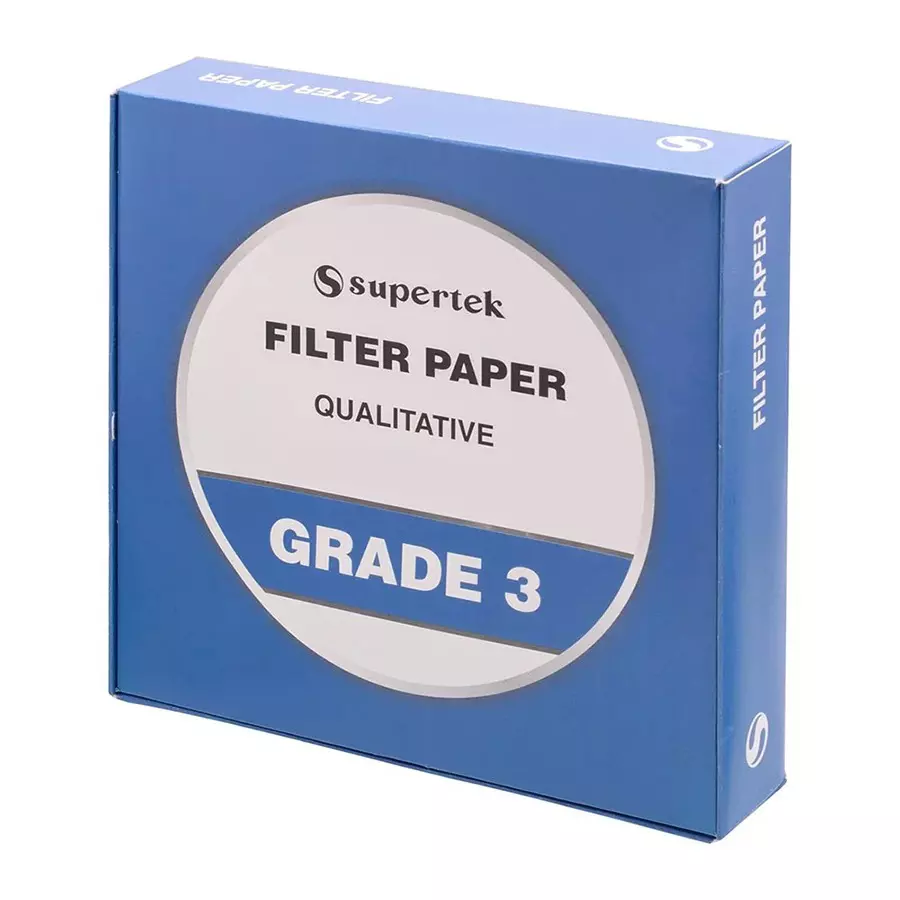 Supertek White Round Qualitative Filter Paper, Grade 3, Diameter 90 mm, FP-003-090 (Pack of 100)