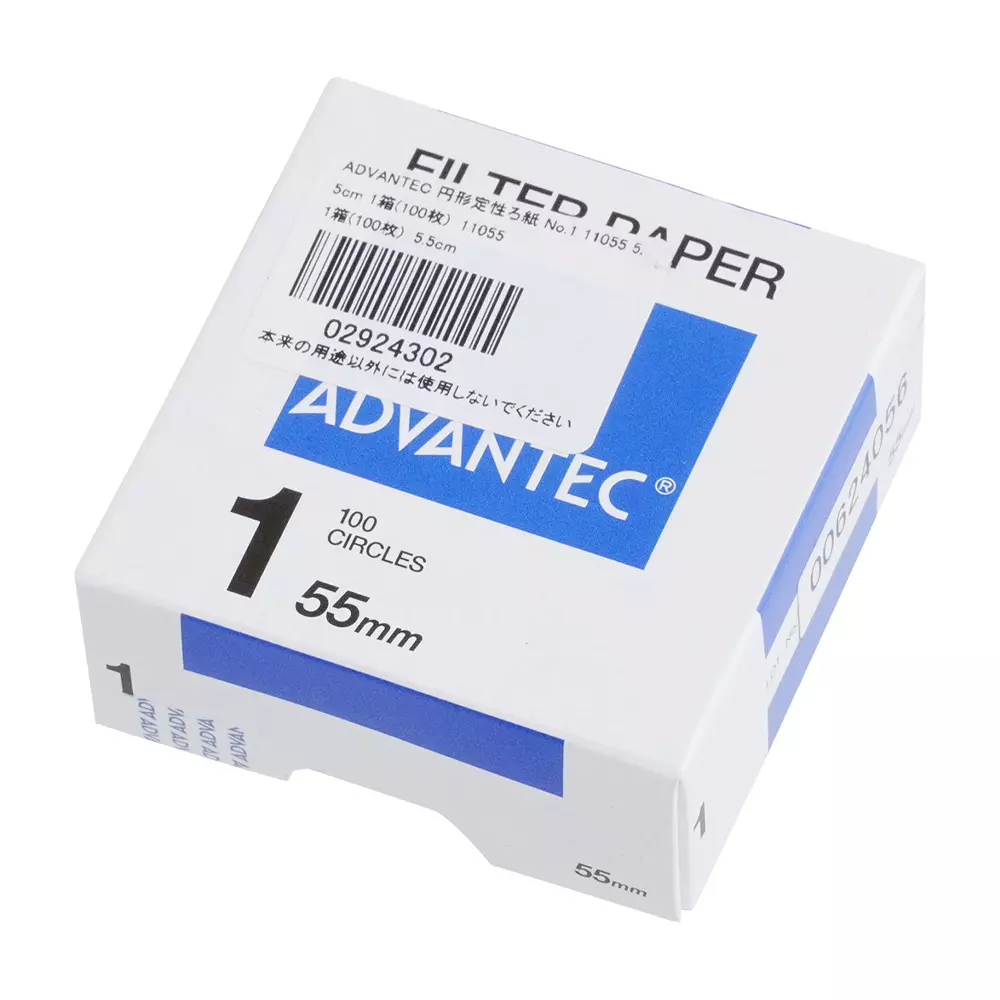 ADVANTEC Qualitative Filter Paper No.1 Circular Type 55 mm Diameter, 00011055 (Pack of 100 Sheets)
