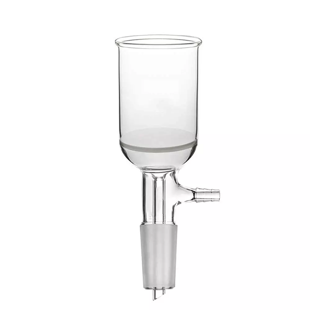ABGIL Borosilicate Glass Buchner Filter Funnel with Standard Taper Inner Joint and Vacuum Serrated Tubulation, Disc Porosity Grade - 3, Capacity 500 ml, Inner Joint Size 34/35, ABG3848