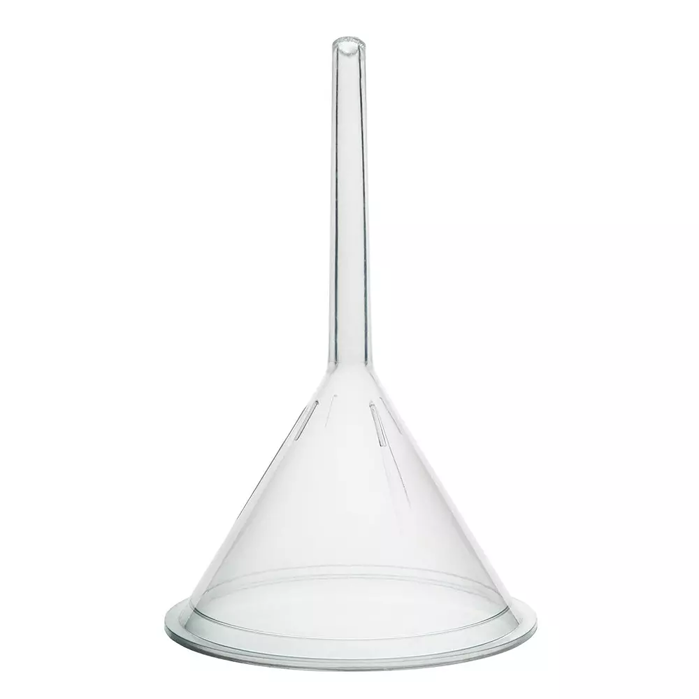 WKM Filter Funnel Polyethylene Transparent 76 mm Stem Diameter for Faster & Larger-Volume Pouring, WKM-FF-75MM (Pack of 10 Pcs)