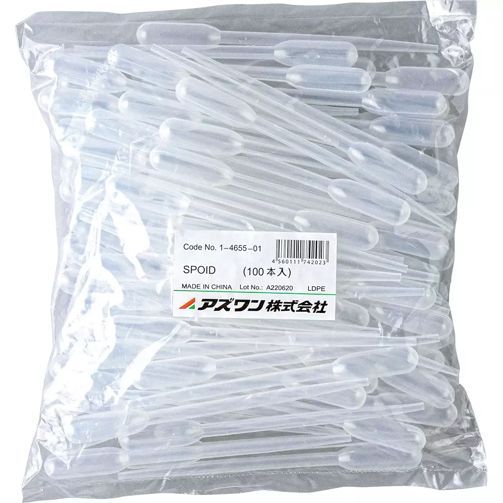 AS ONE Polyethylene Dropper 1 ml Capacity 124 mm Length, 1-4655-01