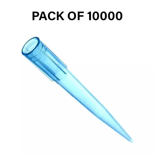Abdos 100-1000 µl Pipette Micro Tip Blue Color Graduated in Resealable Zip Lock Bag, P10126 (Pack of 10000)