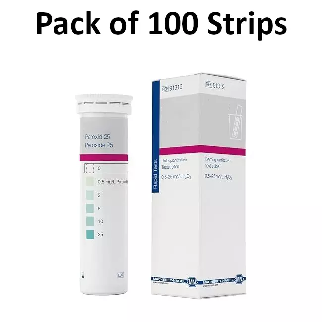 Bysafe Macherey Nagel 91319 Quantofix Peroxide Test Strips To Detect Peroxide Up To 25 PPM, ML-P2CQ-1YIV (Pack of 100 Strips)