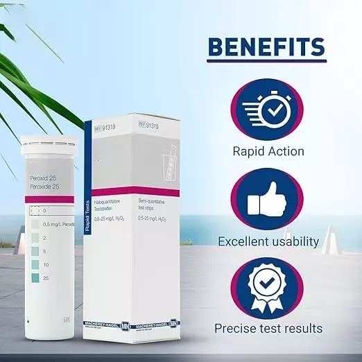 Bysafe Macherey Nagel 91319 Quantofix Peroxide Test Strips To Detect Peroxide Up To 25 PPM, ML-P2CQ-1YIV (Pack of 100 Strips)