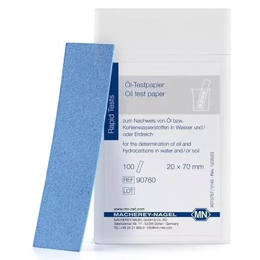 Bysafe Macherey-Nagel 90760 Oil Test Paper, 250 mg/L Range and 4–30 °C Storage Temperature, 8S-VLIO-I75N (Pack of 100 Strips)