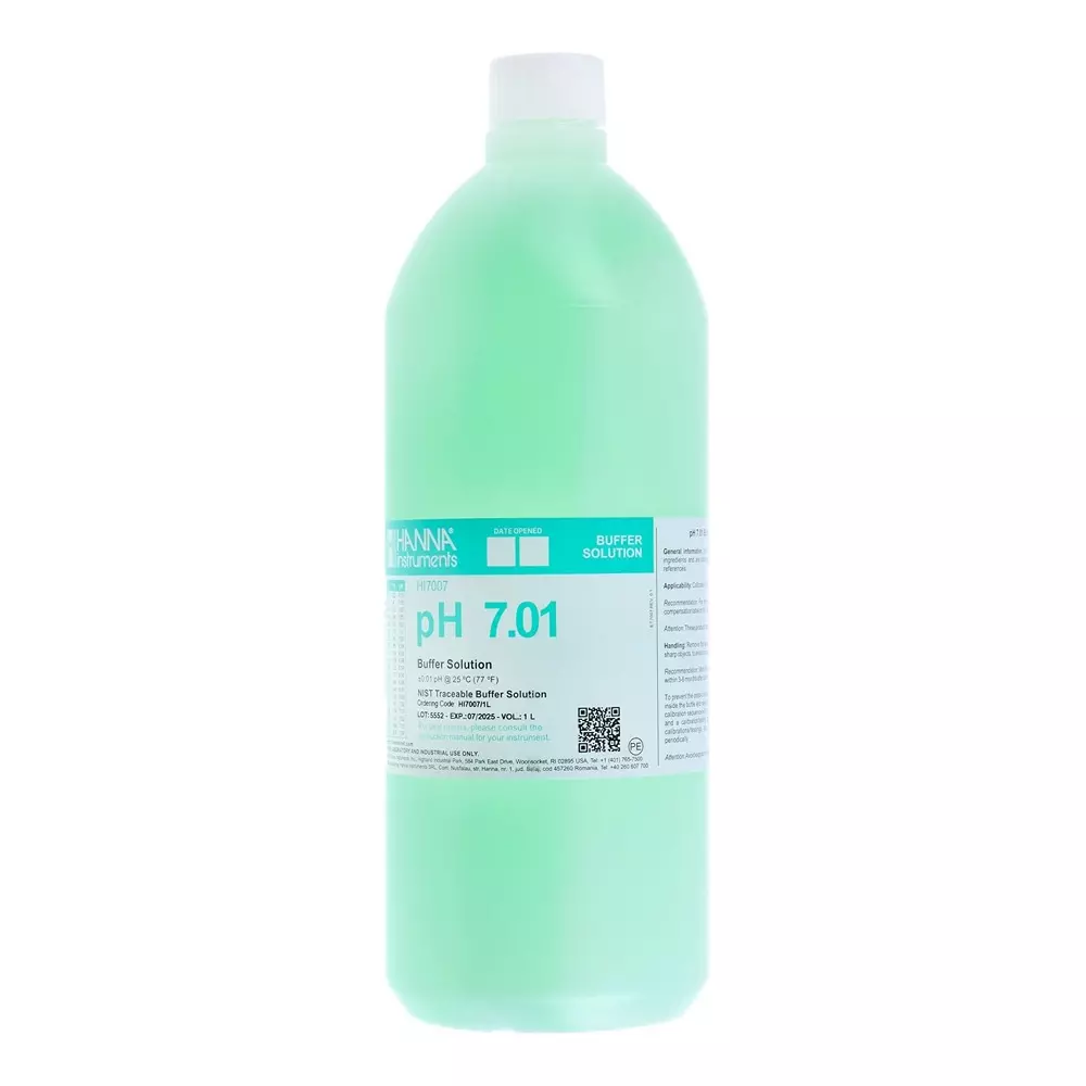 Hanna Instruments pH Buffer Solution, 1L Bottle, 7.01, HI-7007/1L