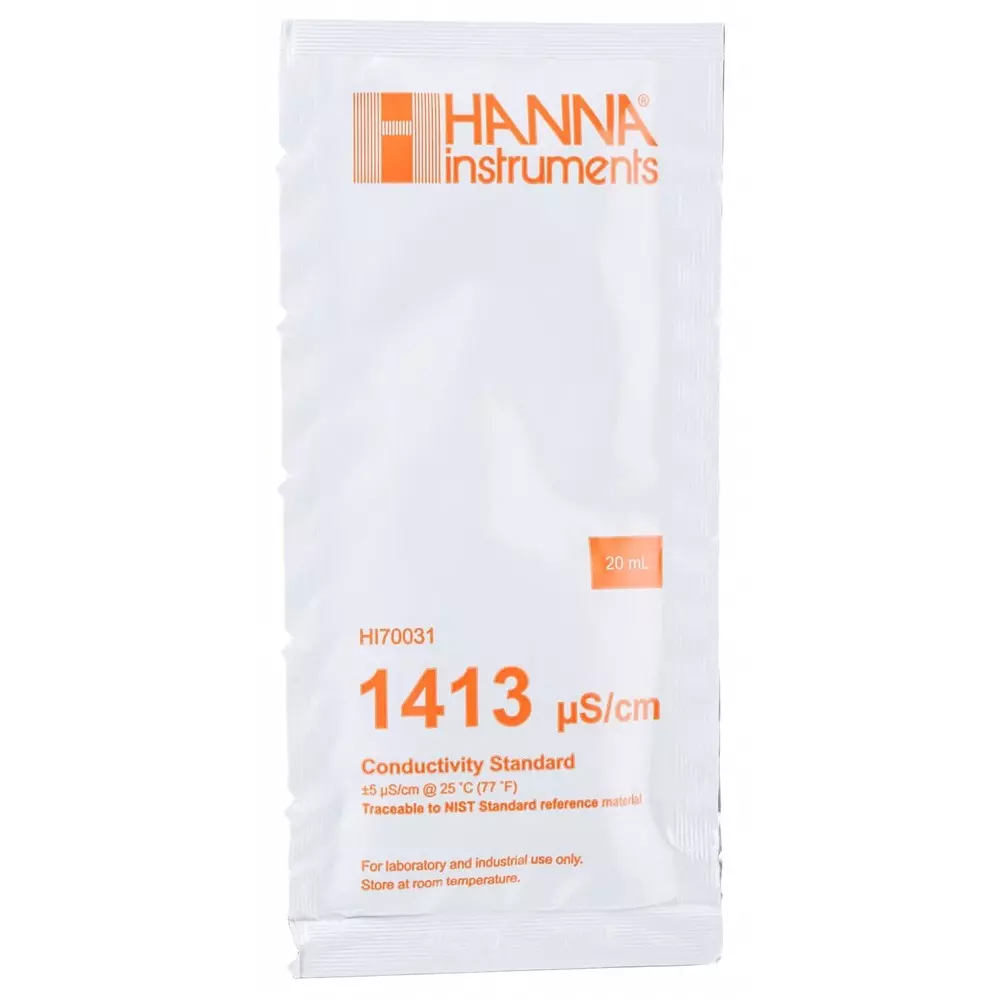Hanna Instruments Buffer Solution 1413Î¼S/cm, 20 ml Sachet, HI70031P (Pack of 25)