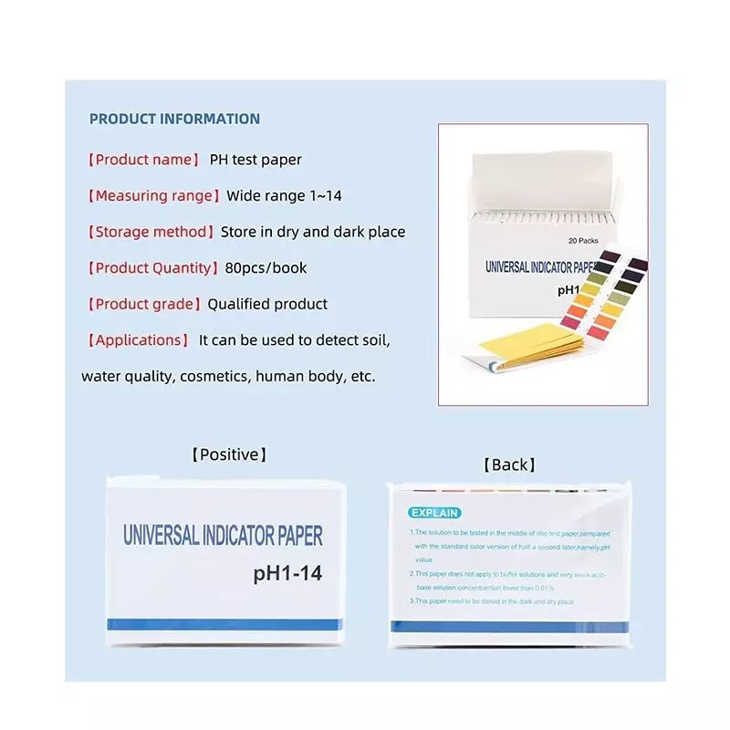 Bysafe 320 pH Strips Range 1-14, Size Approx. 45 mm x 7 mm for Distinguishing between Acids and Bases, OMPHB4
