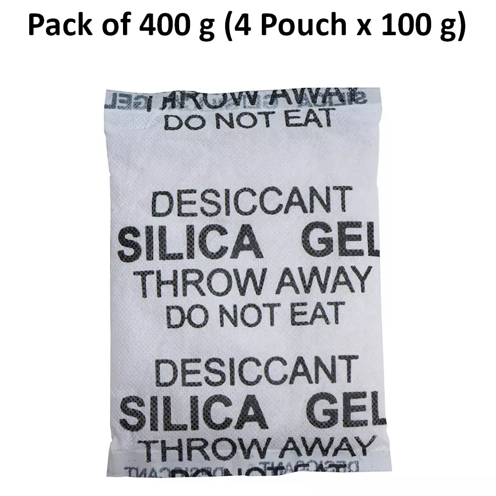ELYSIAN 100 g Each x 4 Silica Gel Pouch for Absorbing Moisture in Wardrobe, Electronics & More (Pack of 400 g)