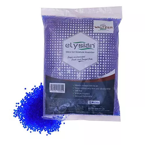 ELYSIAN 500 g Silica Gel Beads Color Indicating Desiccant Size 2-5 mm Blue Color for Absorbing Moisture