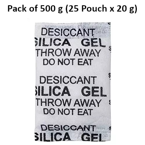 ELYSIAN 20 g Each x 25 Silica Gel Pouch for Absorbing Moisture in Clothes, Storage Compartments & More (Pack of 500 g)