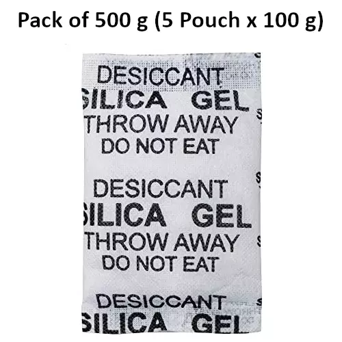 ELYSIAN 100 g Each x 5 Silica Gel Pouch for Absorbing Moisture in Wardrobe, Electronics & More (Pack of 500 g)