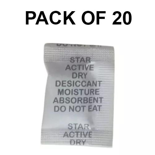 Starpack 2 g Star Active Dry Desiccant White Crystal Pouch for Absorbing Moisture of Electronics, Wardrobe, Food, Clothes etc (Pack of 20)