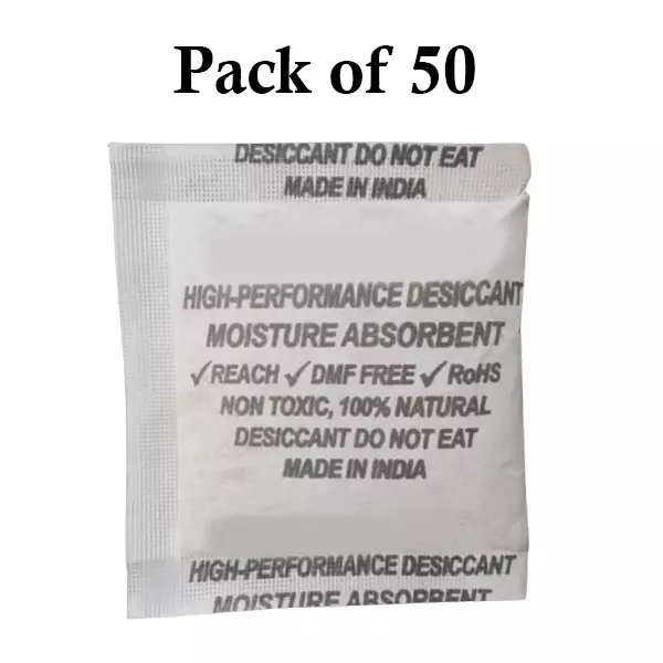 Ecofresh 100 g Dry Clay Desiccant Pouch for Electronics, Leather Goods, Pharmaceuticals & More (Pack of 50)
