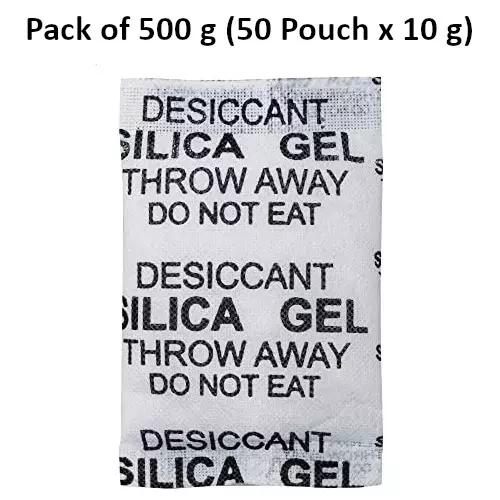 ELYSIAN 10 g Each x 50 Silica Gel Pouch for Absorbing Moisture in Clothes, Storage Compartments & More (Pack of 500 g)