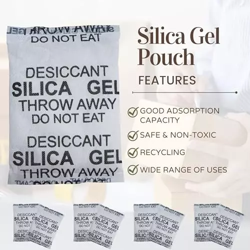 ELYSIAN 10 g Each x 5 Silica Gel Pouch for Absorbing Moisture in Wardrobe, Electronics & More (Pack of 50 g)