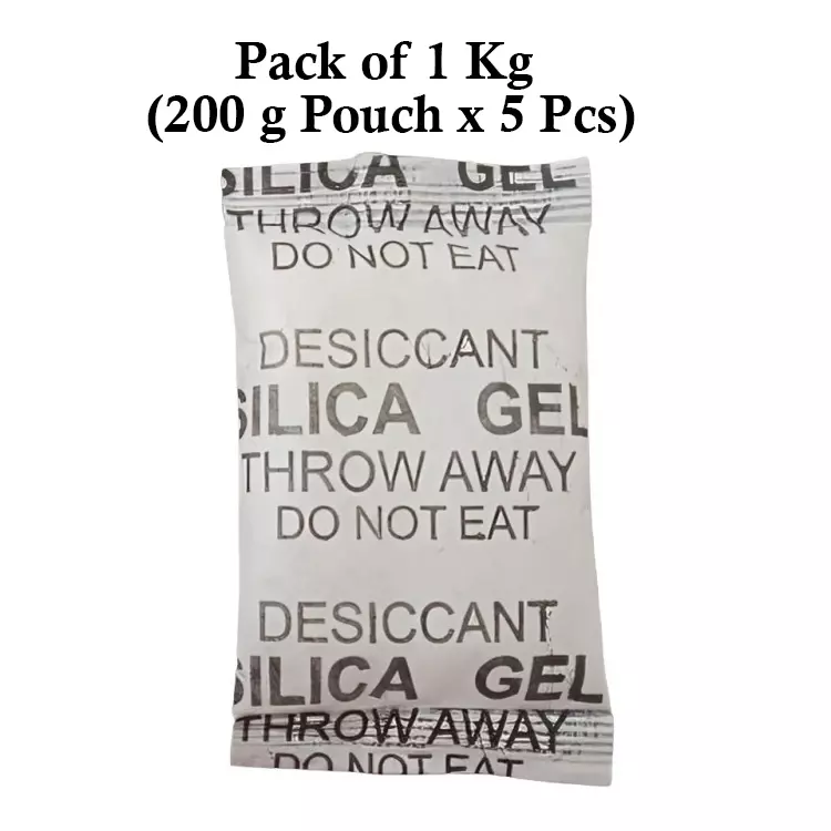 Ecofresh 200 g Silica Gel Beads in Paper Pouch White Color Desiccant for Absorbing Moisture (Pack of 5 Pcs)