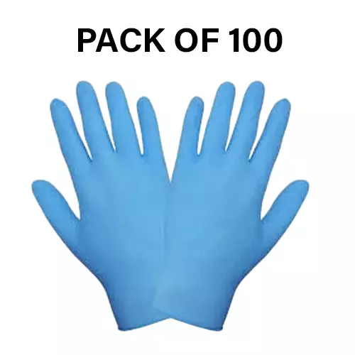 Abdos Derma Guard Nitrile Gloves Powder Free Blue Color 9.5 inch (241.3 mm) Length and Small Size, U20355 (Pack of 100 Piece)