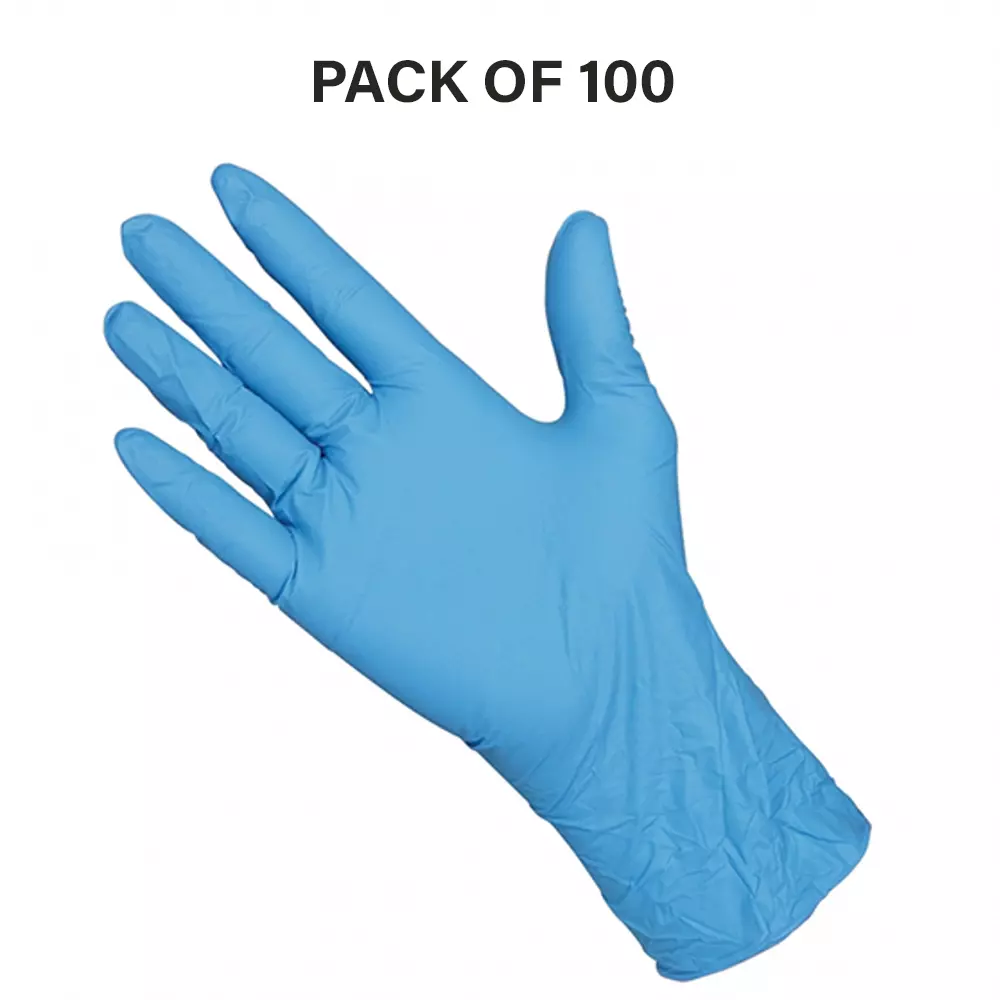 Tarson Nitrile Gloves Powder Free Type Size Medium, Color Blue for Laboratory Usage, 370023 (Pack of 100)