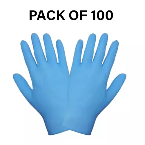 Abdos Derma Guard Nitrile Gloves Powder Free Blue Color 9.5 inch (241.3 mm) Length and Medium Size, U20356 (Pack of 100 Piece)