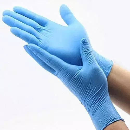 Abdos Derma Guard Nitrile Gloves Powder Free Blue Color 9.5 inch (241.3 mm) Length and Medium Size, U20356 (Pack of 100 Piece)