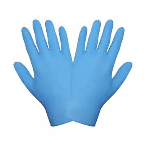 Abdos Derma Guard Nitrile Gloves Powder Free Blue Color 9.5 inch (241.3 mm) Length and Medium Size, U20356 (Pack of 100 Piece)