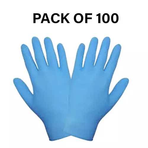 Abdos Derma Guard Nitrile Gloves Powder Free Blue Color 9.5 inch (241.3 mm) Length and Large Size, U20357 (Pack of 100 Piece)