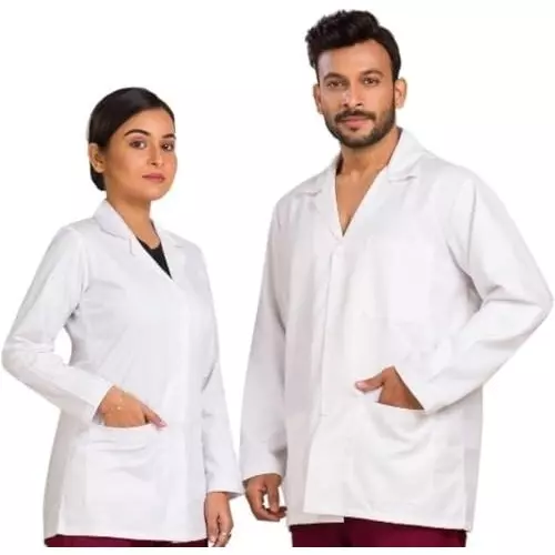 SCHOFIC Lab Coat Full Sleeves Unisex with 3 Pockets White for Students, Doctor and Nurse Size - M (Pack of 2)