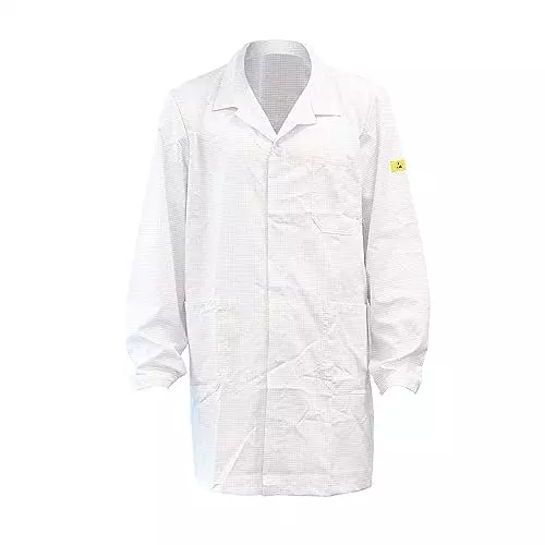 SCHOFIC Antistatic ESD Safe Lab Coat/Jacket Full Sleeves Unisex White Size - S