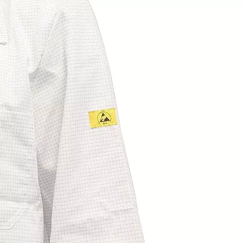 SCHOFIC Antistatic ESD Safe Lab Coat/Jacket Full Sleeves Unisex White Size - S
