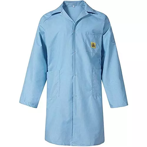 SCHOFIC Antistatic ESD Safe Lab Coat/Jacket Full Sleeves Unisex Blue Size - M (Pack of 5)